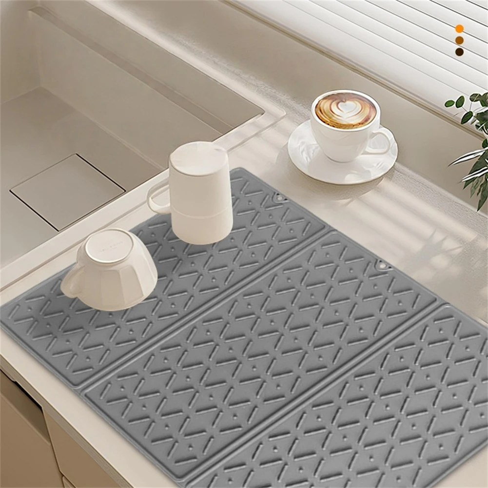 Foldable Silicone Dish Drying Mat for Kitchen Counter Space Saving Design Multi Function for Dishes Pots and More
