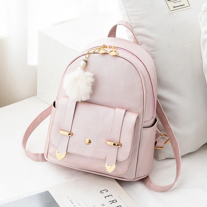 Female Backpack PU Small Teenage Girls Fashion Leisure Zipper Shoulder Bag Knapsack High-capacity Women Mini School Backpack