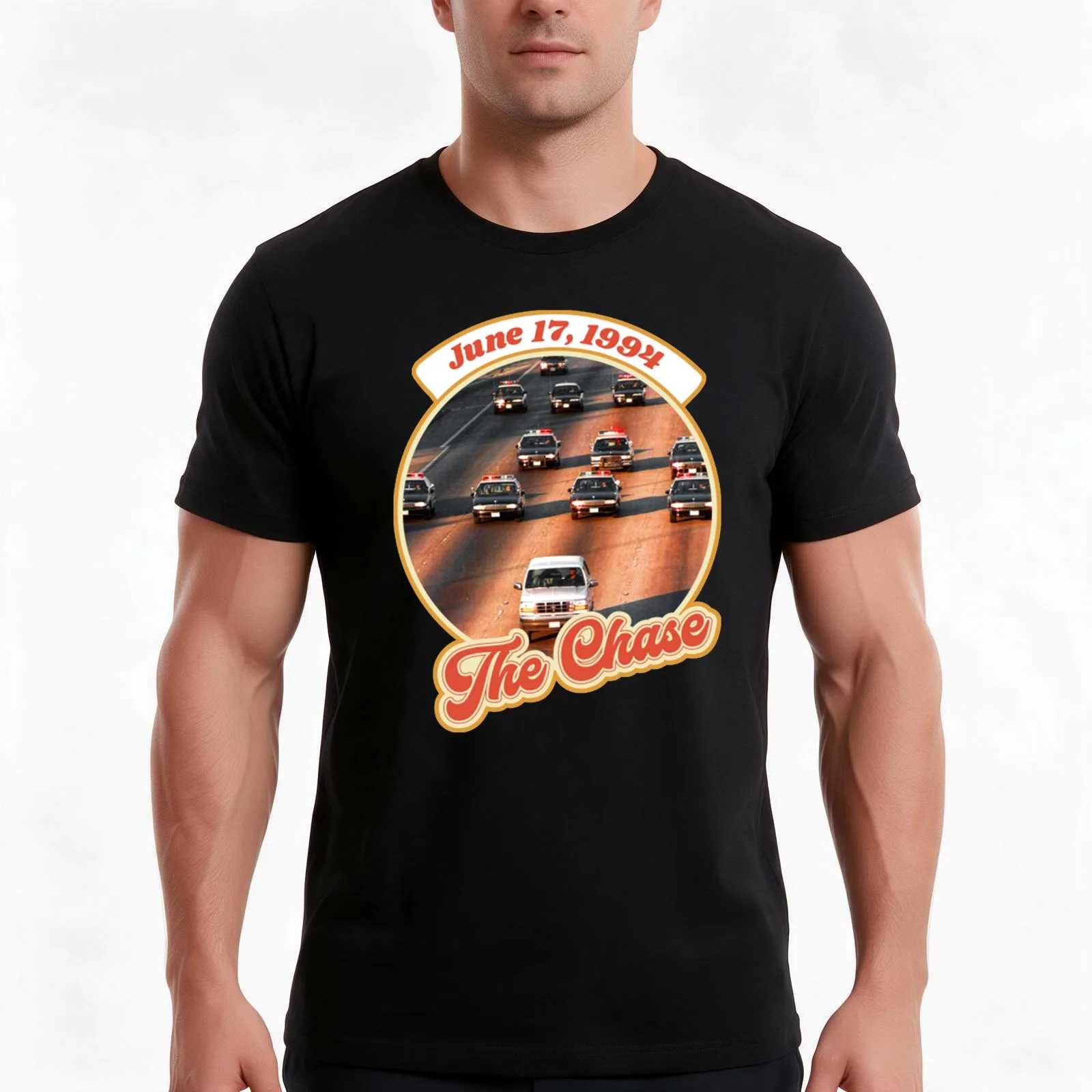 Retro The Chase OJ 1994 Infamy Design T-Shirt, Summer Casual Cotton Tee, Oversized Streetwear Tops, Vintage Graphic Print