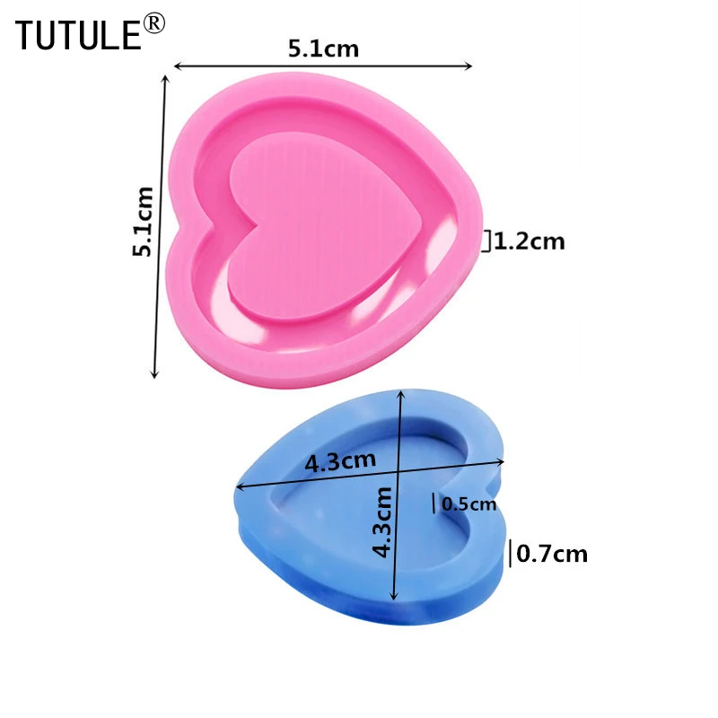 The Inside 1cm Size Is Deep Shiny Heart Shaped Kawaii Shaker Silicone Mold Jewelry Resin Polymer Clay Mold Cake Silicone Mold