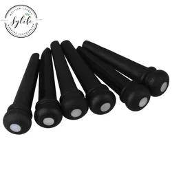 6pcs White Dot Guitar Bridge End Pin Nut For Acoustic Guitar Black Ebony Shell