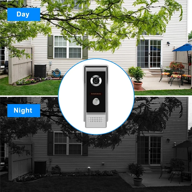 T24C Video Intercom System Video Doorbell System Kits 7 Inches Support Unlock Monitoring For Villa Home US Plug