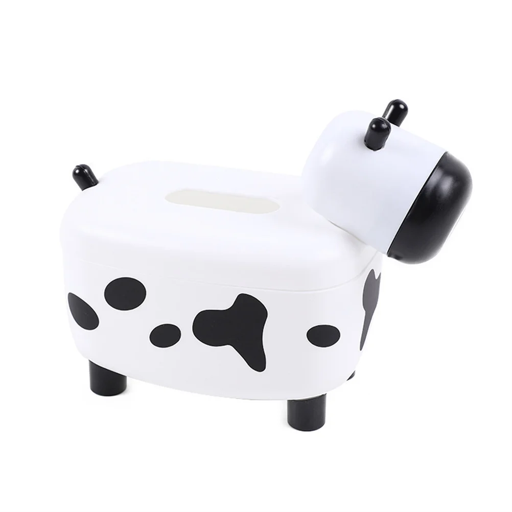 

Cow Tissue Box Cover Multifunctional DIY Toothpick Holder Portable Desktop Tissue Organizer Creative Cow-Shaped Napkin Case