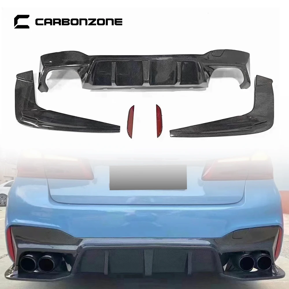 Carbon Fiber Rear Bumper Lip Diffuser Body Kits for BMW 5 Series G30 3D Style Back Splitter with Aprons Auto Accessories