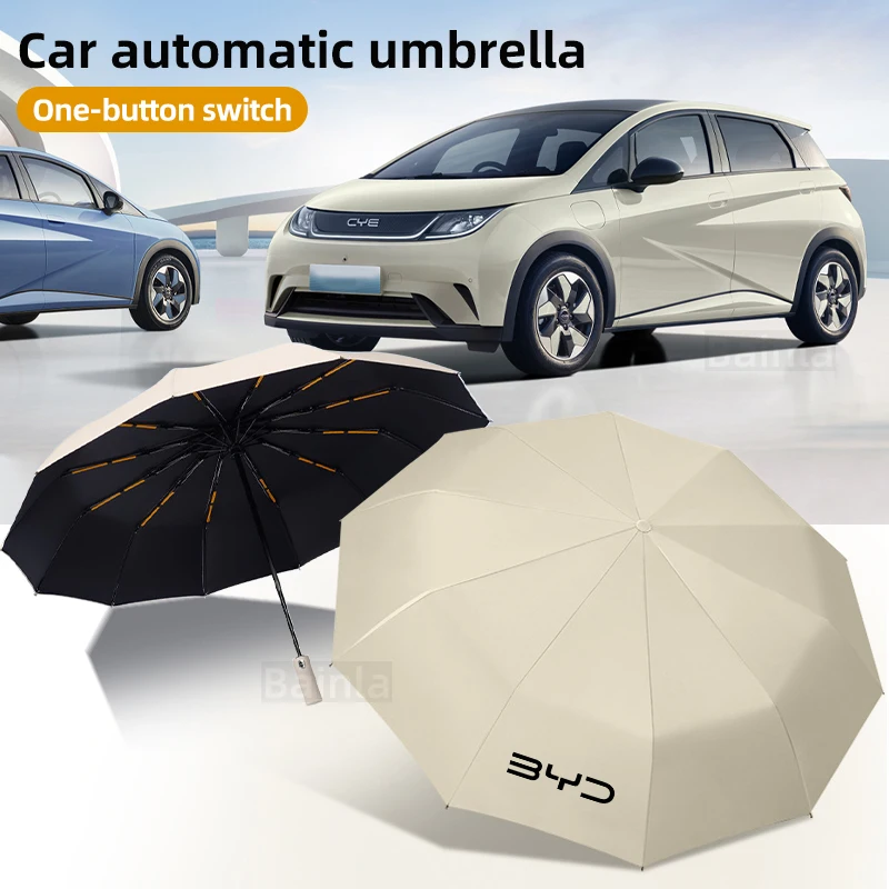 For BYD Dolphin 2023 2024 EV Seal 2023 2024 ATTO 3 Qin, Fully Automatic Reflective Sun Umbrella with Reverse Folding Sunshade.
