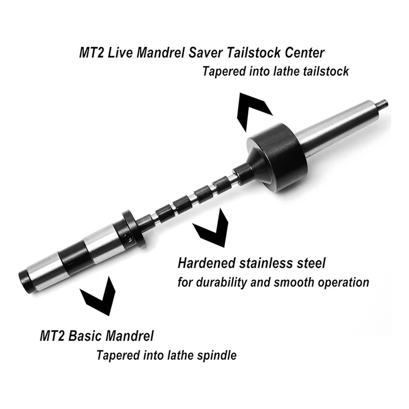 Pencil Spindle Kit With 5 Bushings, 7Mm Drill Bit And Spindle Saver, MT2 For Woodworking