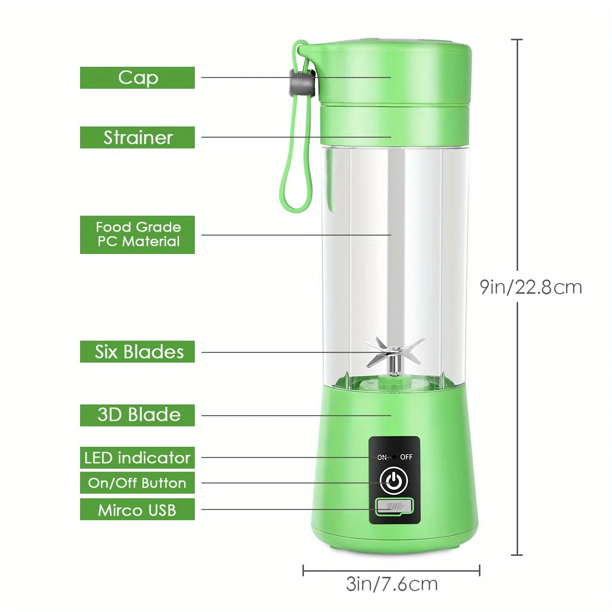 Portable Electric Juicer USB Charging Smoothie Blender Fruit Cup Food Milkshake Juice Maker Household Mini Fruit Juice Machine