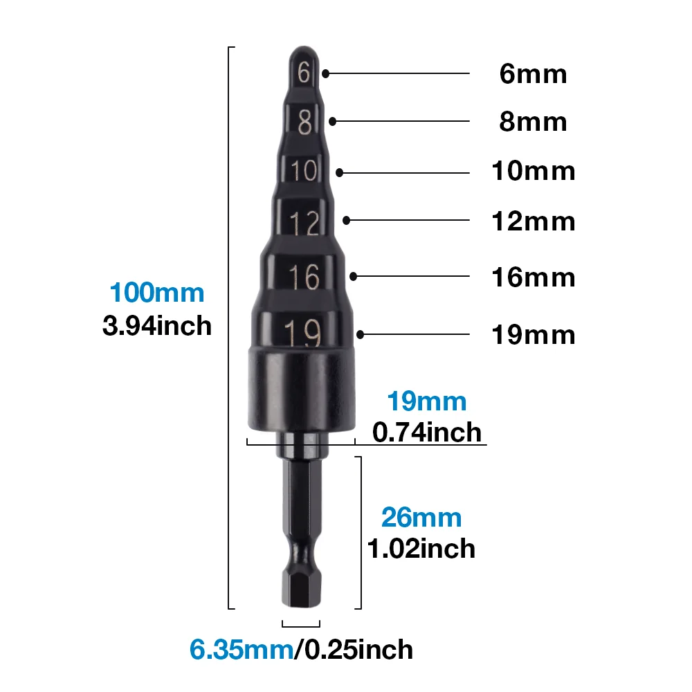 6 in 1 Copper Pipe Step Expander with Hexagonal Handle Air Conditioning Maintenance Electric Tool Accessories 6/8/10/12/16/19MM