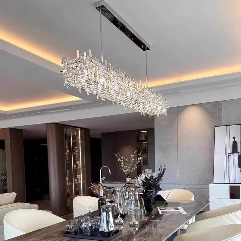 Luxury Chrome LED Crystal Chandelier for Home Villa Living Dining Room Indoor E14 Ceiling Pendant Light Fixtures