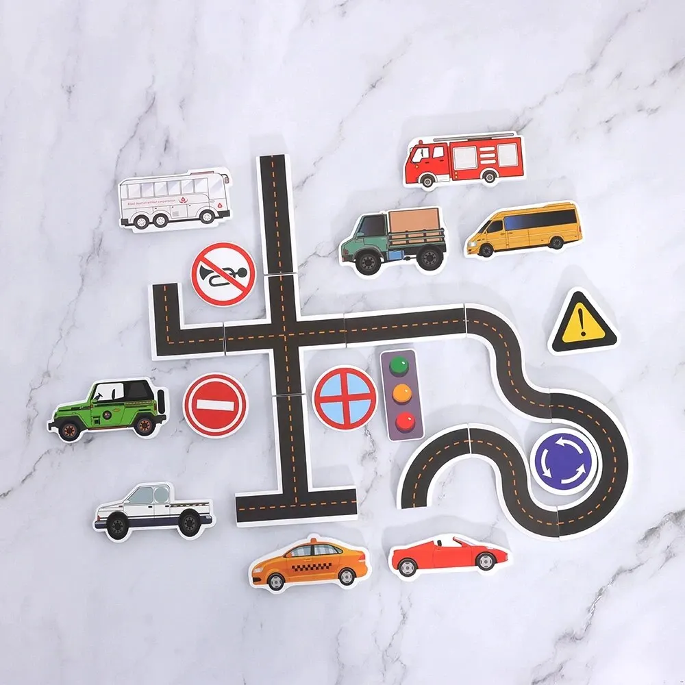 23pcs/set Traffic Car Soft EVA Puzzle Bath Toys for Kids Baby Bathroom Water Toys Early Educational Bathing Toy