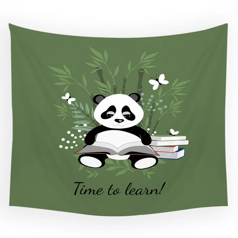 Cute Panda Tapestry Design Wood  Green Bamboo Wall Hanging Living Room Robot Giraffe Decoration Home Decor Tapestries