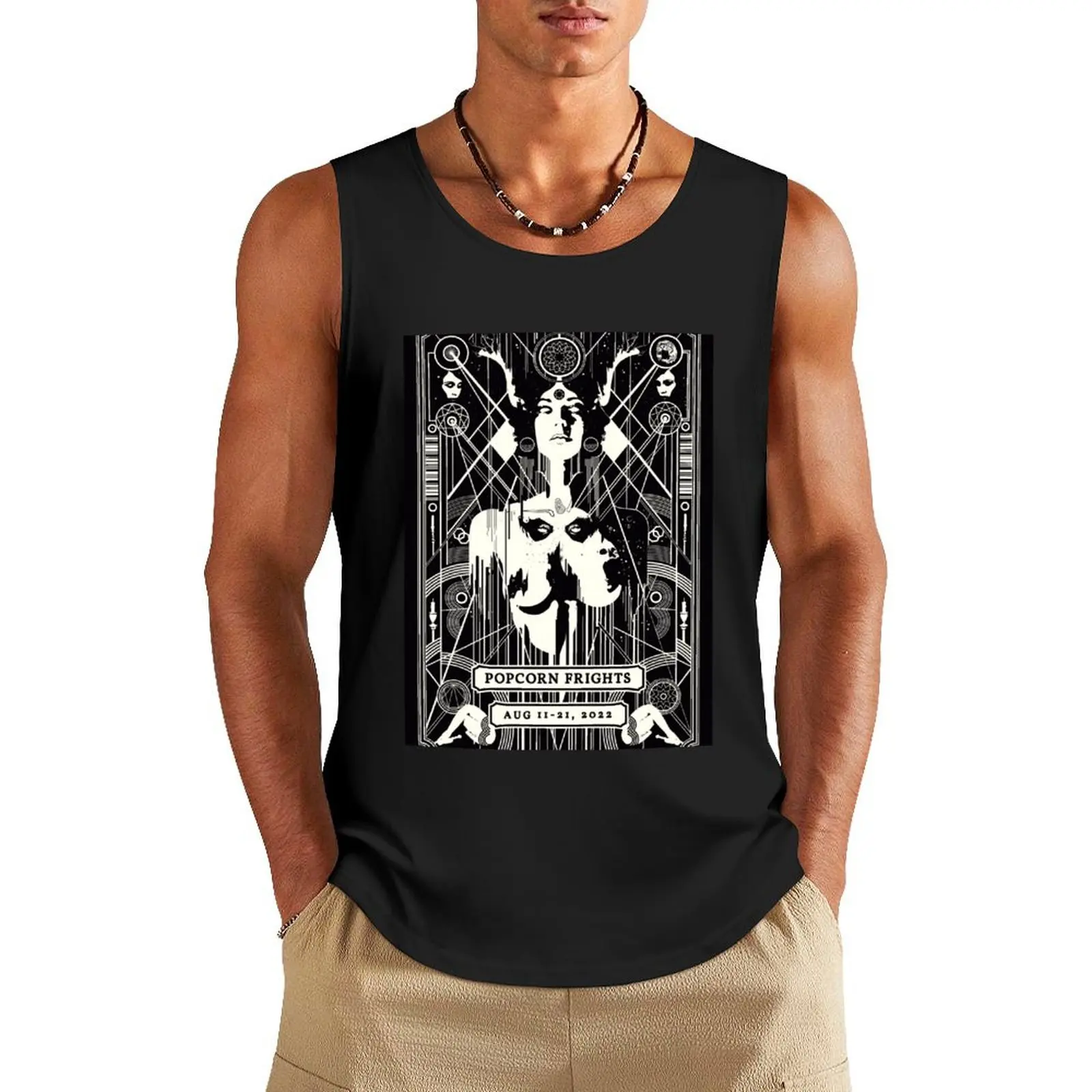 Popcorn Frights 2022 Tank Top T-shirt for fitness gym training accessories sleeveless man shirts t-shirts for Men's gym