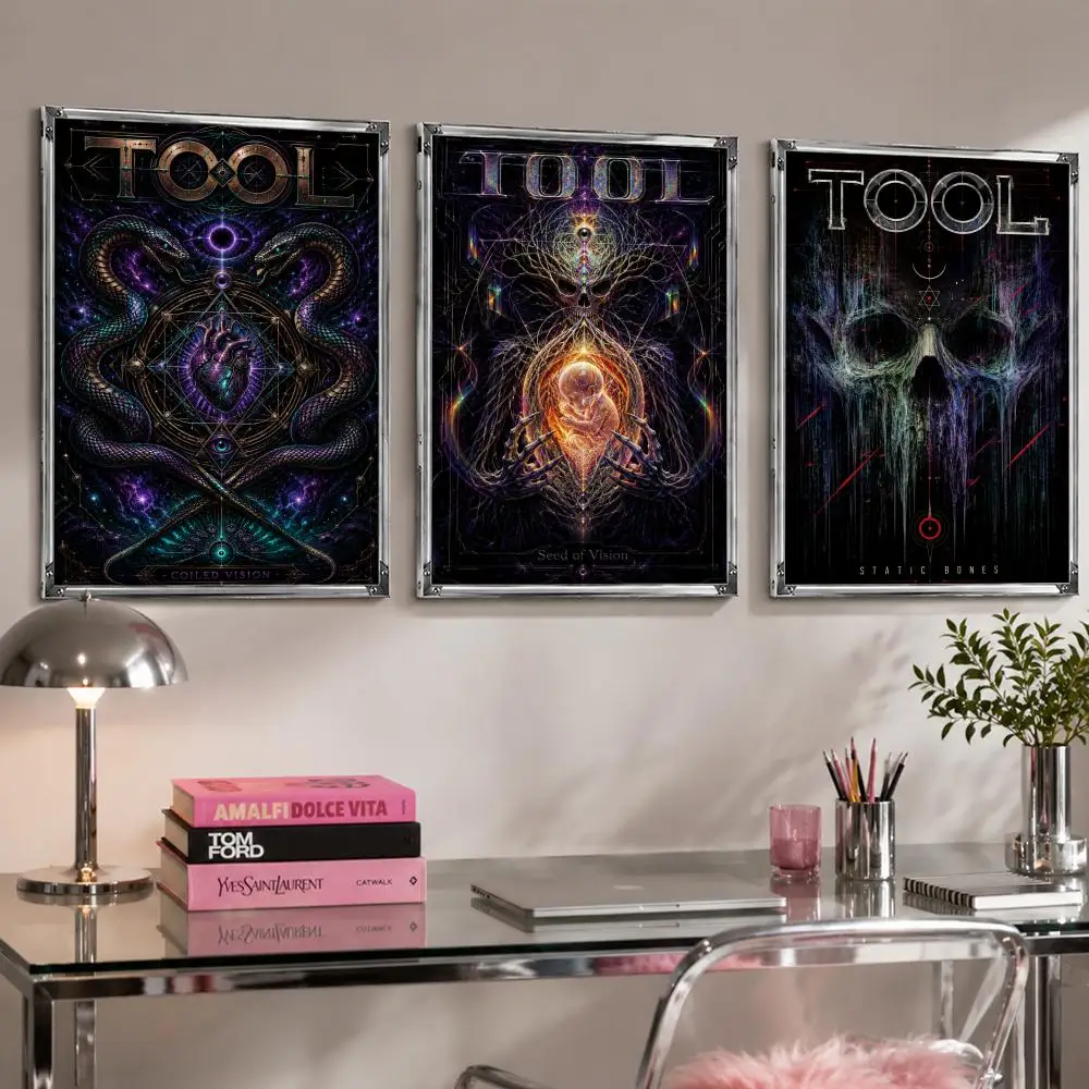 Vintage band T-Tool Poster Self Adhesive Wall Decor Waterproof Removable for Bedroom Living Room bar Gift