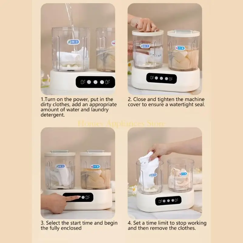 غسالة D0AB ذات حوضين مزدوجين، تصميم دلو مزدوج، مغسلة منفصلة في وقت واحد