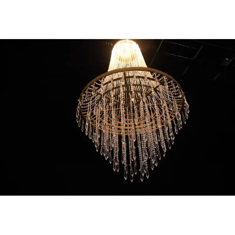 

2pcs Crystal Ceiling Decor With Iron Art Acrylic Bead Curtain For Wedding Venue Stage Background Arrangement
