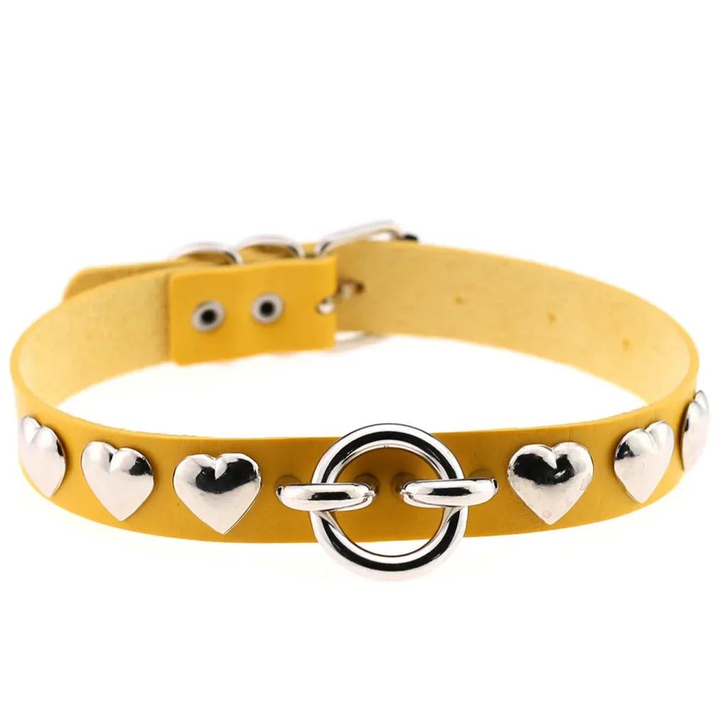 Punk Personality Super cool Rock and roll Trend Circle Multicolored Leather Stainless steel Necklace Clavicle chain Simple