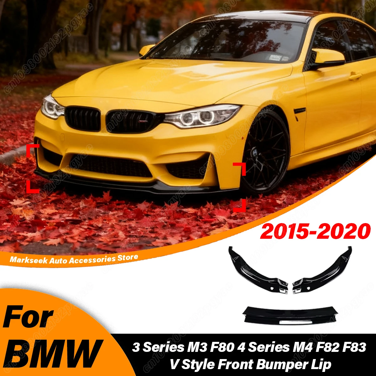 

For BMW M3 F80 M4 F82 F83 Convertible 2015 2016 2017 2018 2019 2020 Car Front Bumper Splitter Lip Spoiler Body Modification Kit