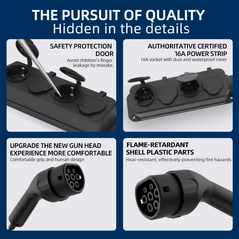 المحمولة 16A 4KW V2L كابل سيارة كهربائية الجانب التفريغ التوصيل شاحن سيارات كهربائية IEC62196-2 Type2 16A مع الاتحاد الأوروبي المقبس محطة طاقة خارجية #3