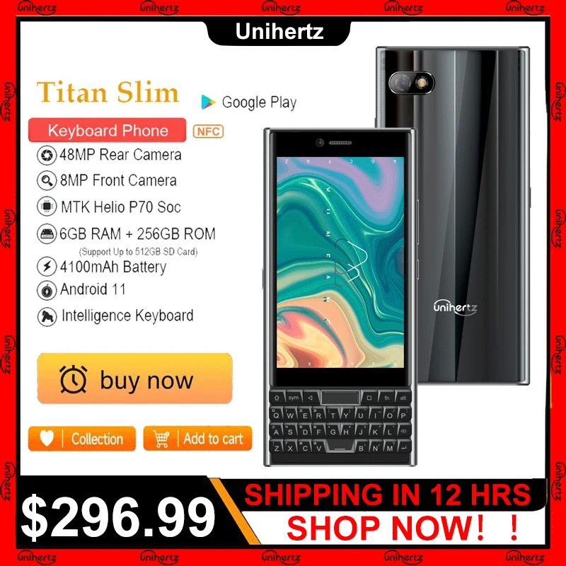 unihertz titan smartphone slim android 11 celular teclado qwerty 4g celular 48mp nfc 4100mah 6gb 256gb versao global 01