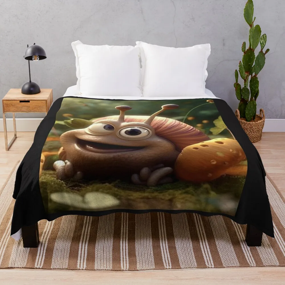 

Cute Colorful Snail Throw Blanket Furrys Warm Fluffy Softs Bed linens Blankets