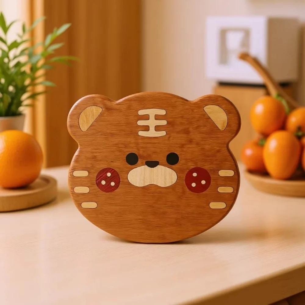 Eco-Friendly Wooden Bear Coaster Heat Insulation Pad for Hot Pot Cup Bowl Cute Kitchen Table Mat Accessory