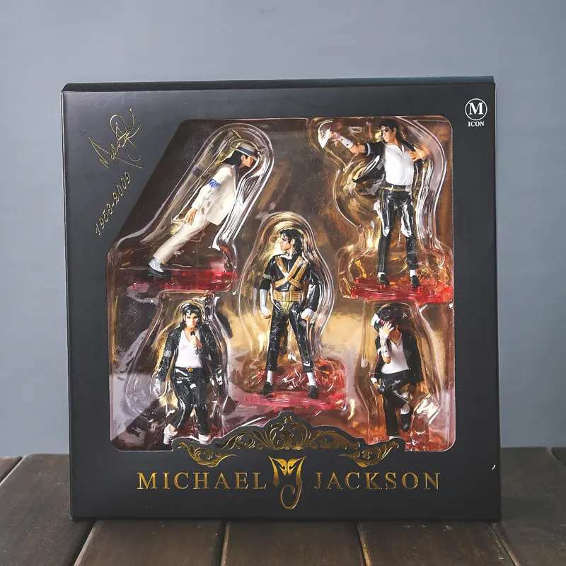 Michael Jackson Set mit 5 originalen Sammel-Actionfiguren aus PVC, Statuen, Desktop-Ornamente, Dekoration für Pop-Musik-Fans.