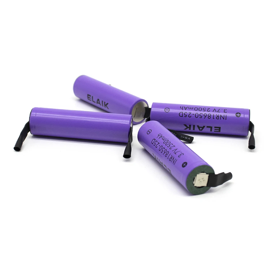 1-5pcs INR18650 2500mAh with high-quality battery cells suitable for power battery packs DIY+25D nickel sheet