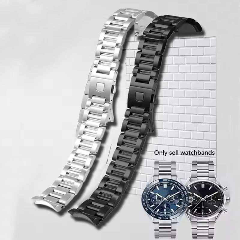 

Твердые ремешки для часов из нержавеющей стали для Tag для Heuer Carrera CBN2A1D Competitive Potential WAY201S Series 22 мм мужские ремешки для часов