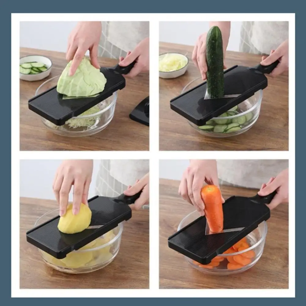 Grating Board Not Hurt Hands Multipurpose Black Wholesale Kitchenware Cabbage Grater Comfort Handle Sharp Blade Planer Slicer