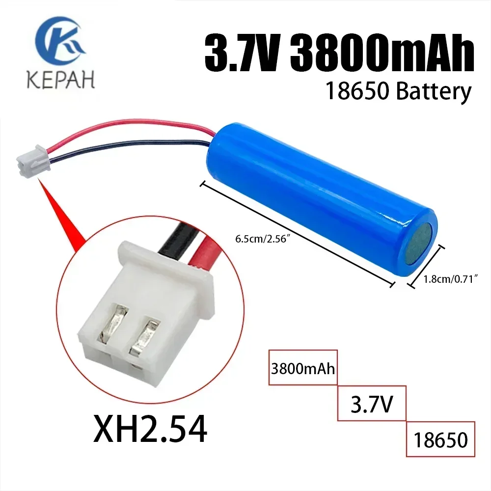 

3.7V lithium ion rechargeable battery 3800MAH 18650 with replacement socket, emergency lighting xh2.54 line