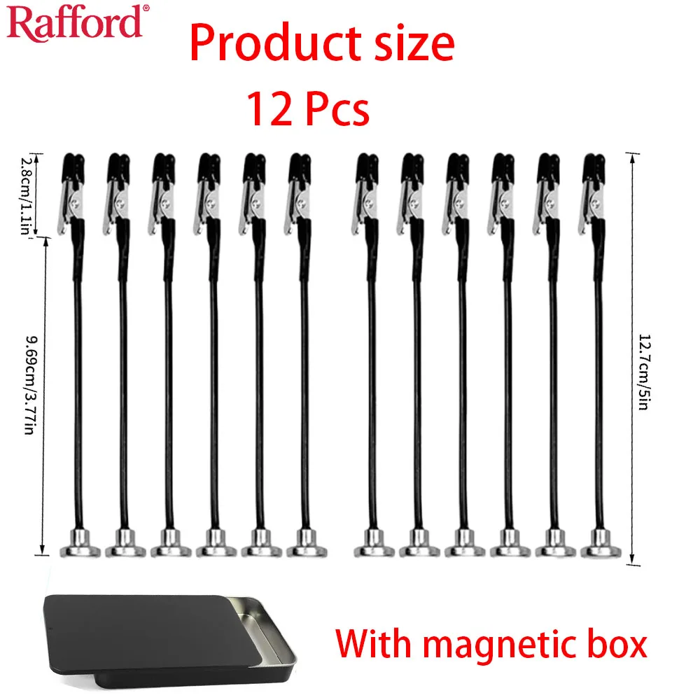 Rafford 12 stuks buigbare modelverf alligator clip sticks rubberen tips + metalen magnetische basis - voor airbrush, hobbymodelonderdelen