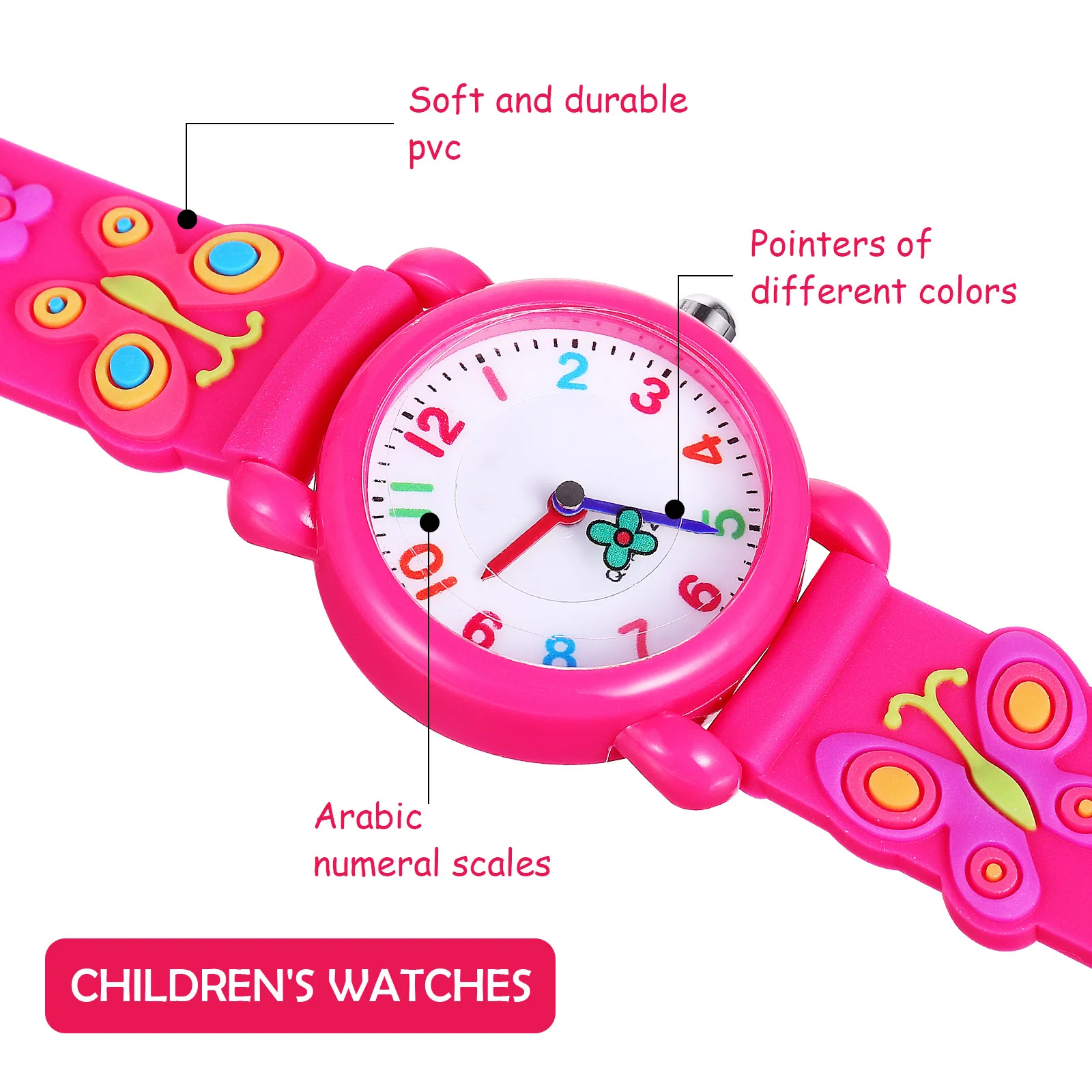 2 قطعة ساعات كرتونية مقاومة للماء للأطفال ثلاثية الأبعاد للأطفال ساعة كوارتز بأرقام عربية #5
