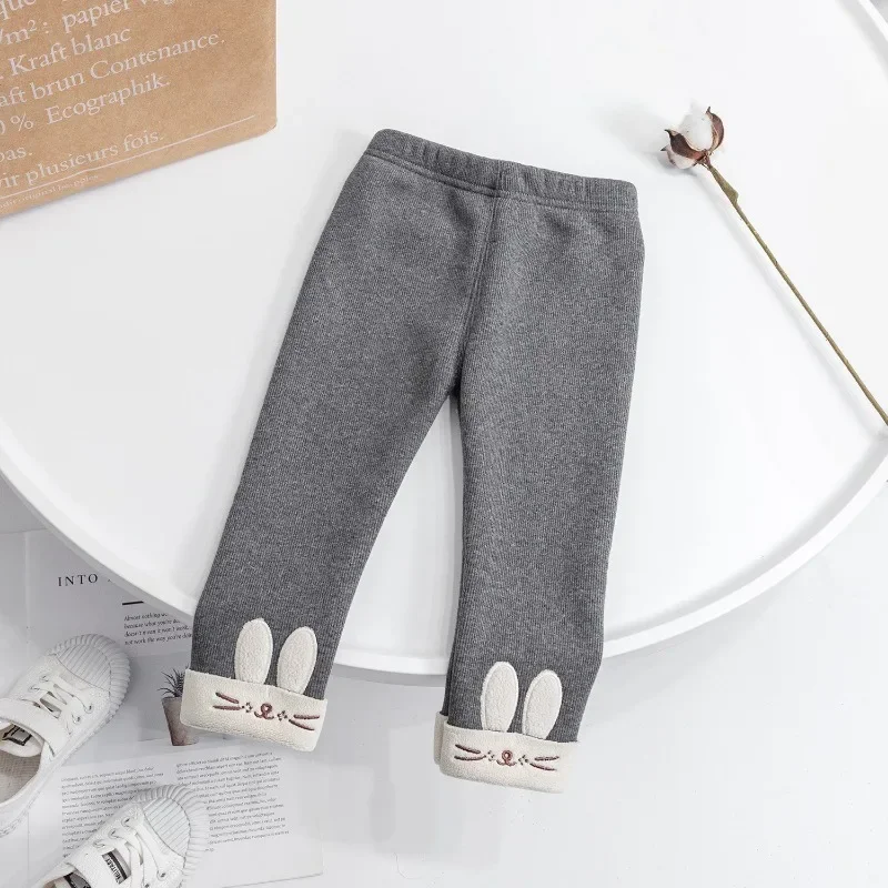 

Kids Trousers Baby Girl Pants Leggings Autumn Winter Girls Tight Pants Warm Children Leggings Thicken Velvet cartoon Rabbit