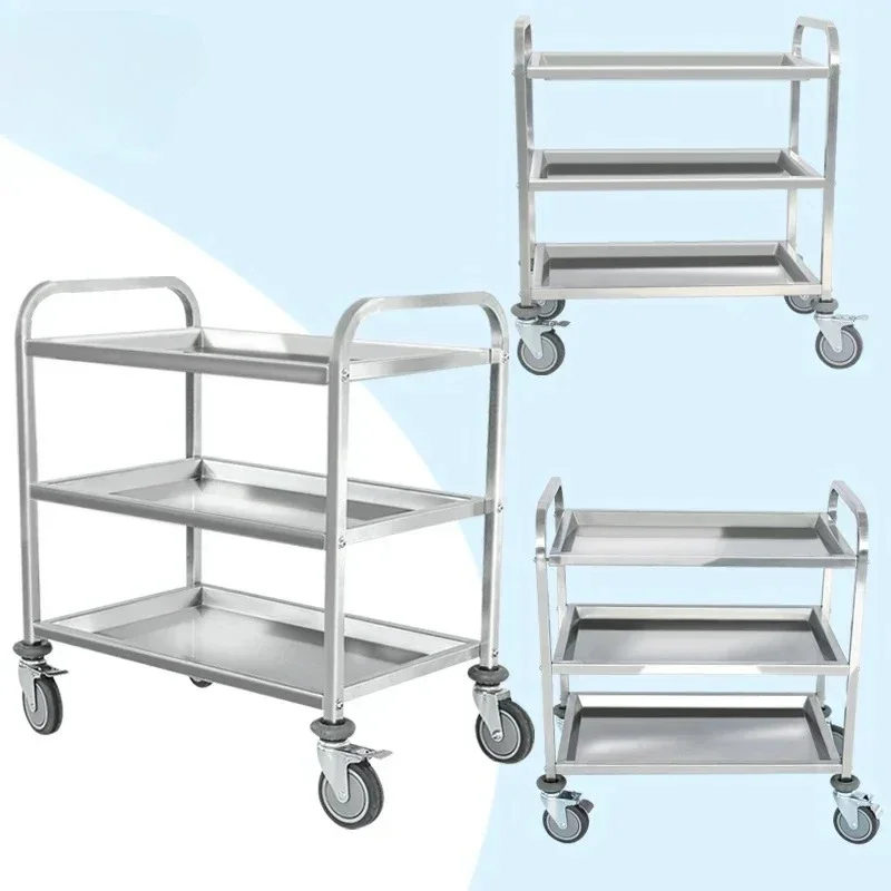 

Pet Hospital Clinic Stainless Steel 304 Veterinarian 3 Tier Medical Lightweight Triple Sundries Trolley