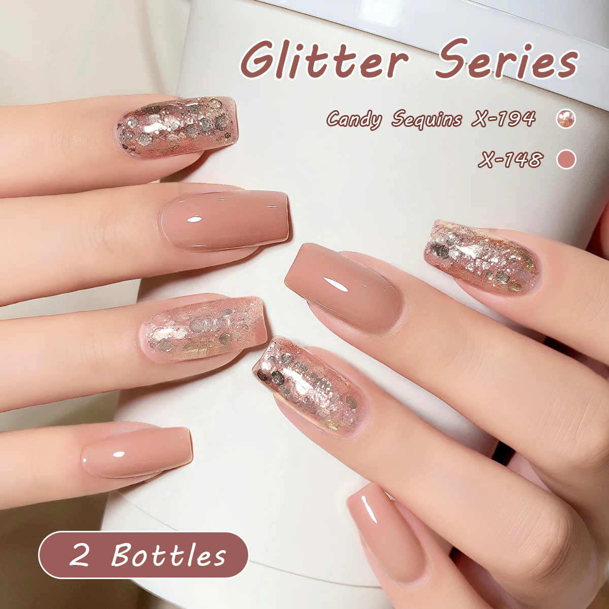 XEIJAYI ليتل الأبيض زجاجة الحلوى الترتر 2 قطعة X148 X194--تجمل الأشعة فوق البنفسجية LED جيل للأظافر Led جيل للأظافر ملصقات الأظافر تصميم الديكور #2