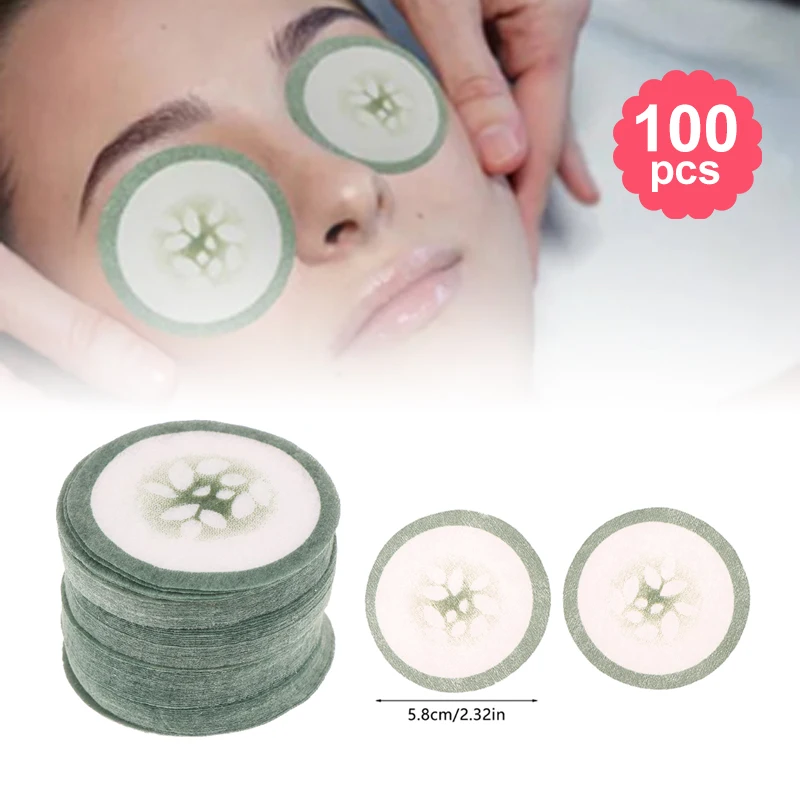 100pcs Eye Scrub Cleansing Pad Mask Disposable Eye Scrub Cleansing Pads Pad Creative Green Cucumber Printed Eye Scrub Mask Sheet