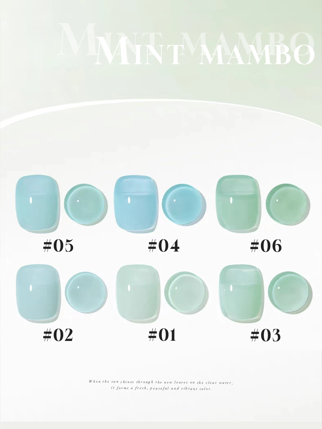 6 STKS 2025 Nieuwe Trendy Nail Art Mode Lichttherapie Ijs Transparant Mint Blauw-Groen Helder Naakt Gel Nagellak, Duurt 28 Dagen