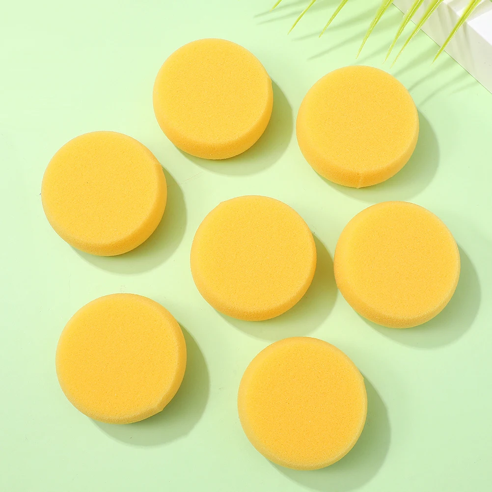 

24pcs Yellow Round Sponges Soft Facial Cleansing Pads Reusable Travel Face Wash Sponge Exfoliating Makeup Removal Pad
