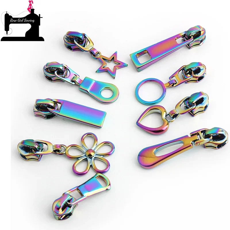 Rainbow 5# Nylon Zipper Puller For Making Bags Clothing Repair Kit Replacement Zipper Detachable Backpack DIY Sewing Accessories