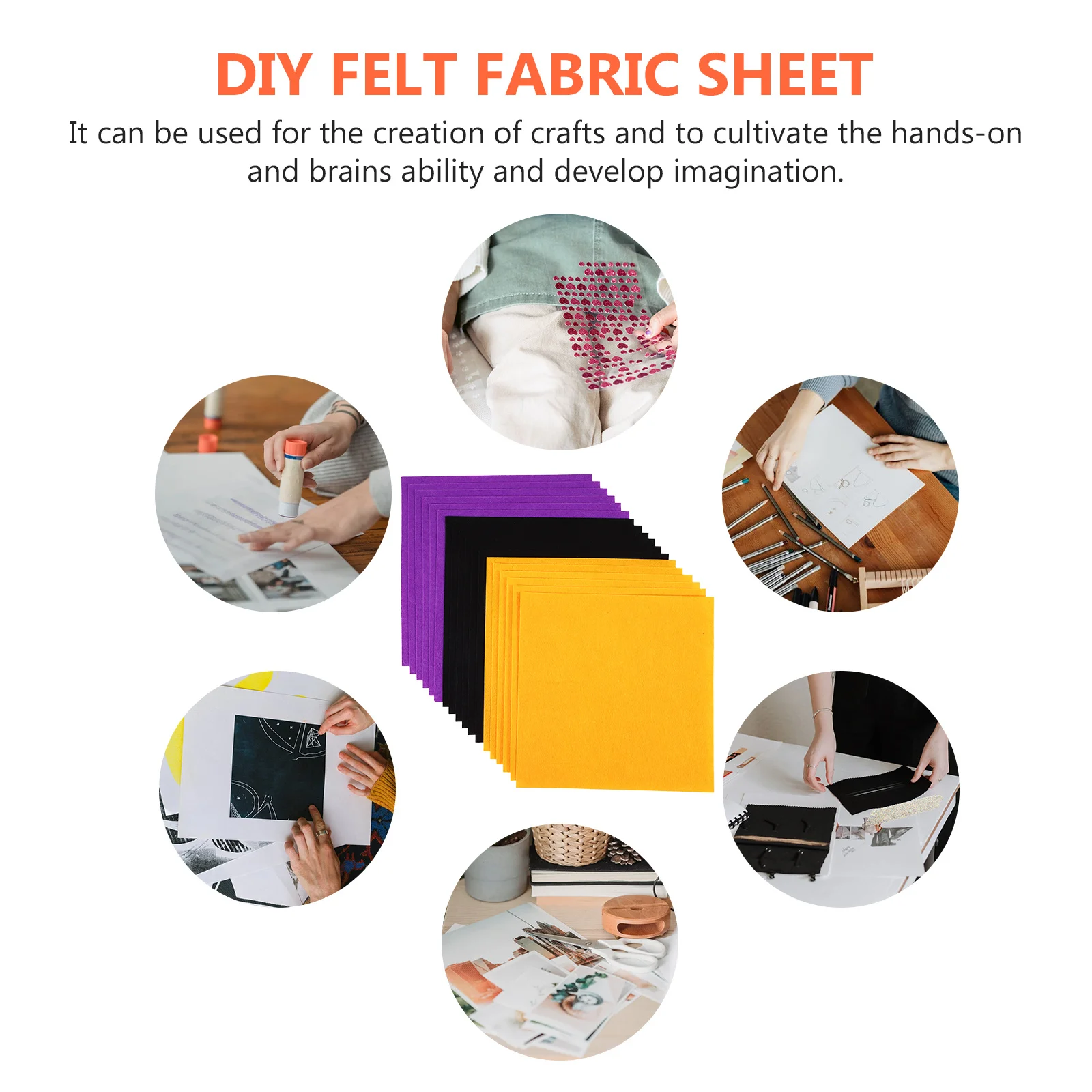 

18pcs Halloween Theme Felt Fabric Sheets Diy Craft Square Colorful Nonwoven Felt For Handmade Ornaments Sewing Supplies