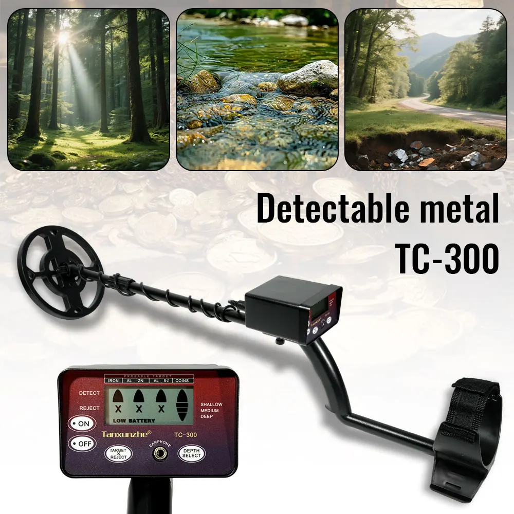 High Sensitivity TC-300 Metal Detector With Waterproof Search Coil And LCD Display For Gold Coin Jewelry Treasure Finder