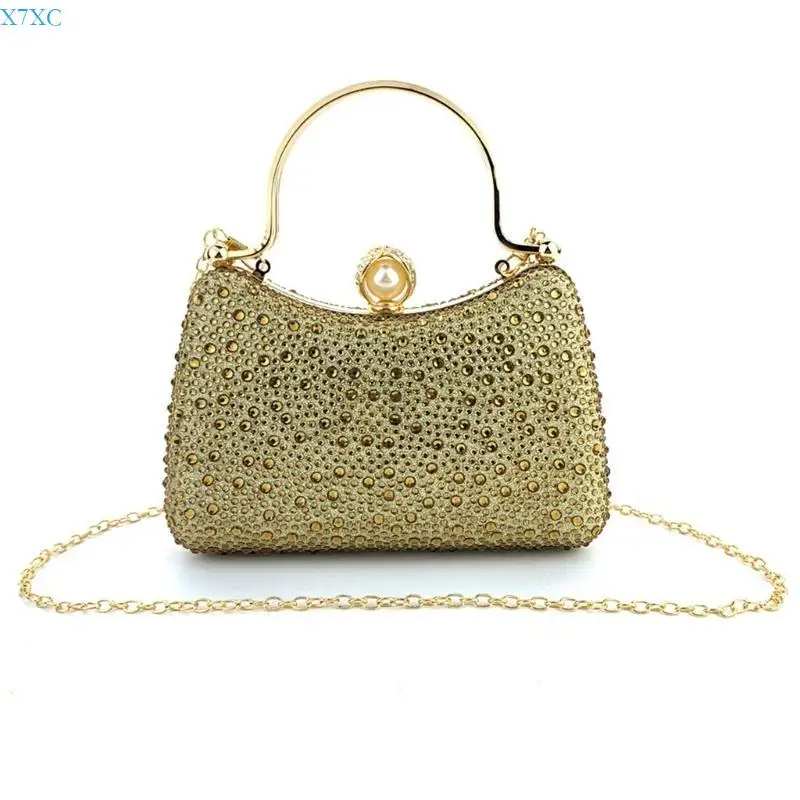 

X7XC Trendy Single Shoulder Bag Rhinestones Evening Purse Party Accessory for Women