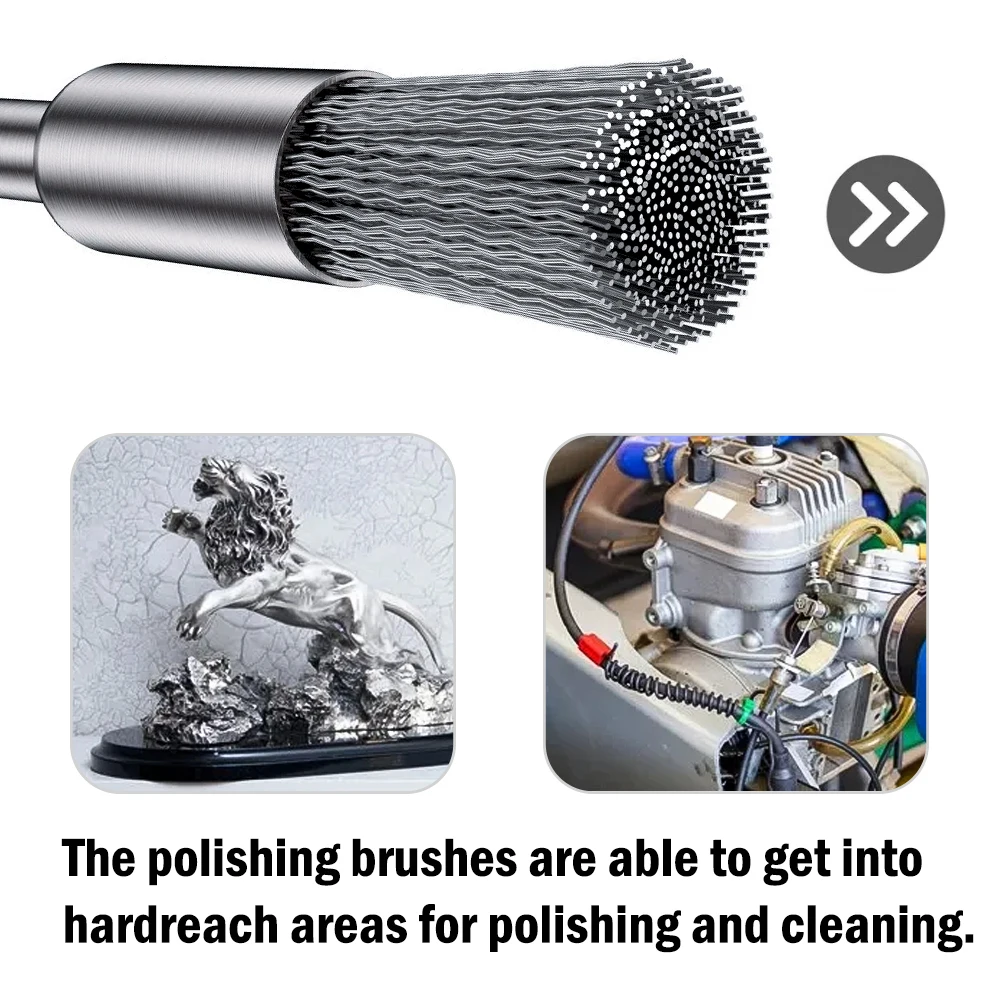 CMCP مجموعة فرشاة عجلة أسلاك الفولاذ 3.0 مللي متر عرقوب لأداة دريمل الدوارة أداة تلميع المعادن فرشاة أداة جلخ