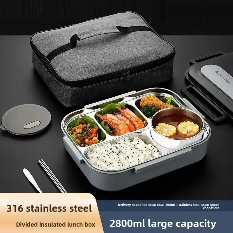 For Work And Students Large Size 316 Stainless Steel Food Grade Lunch Box Microwave Safe Insulated Sealed Box
