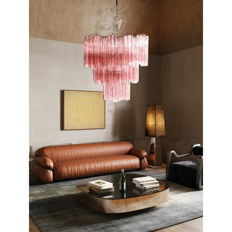 Pink Beauty Glass Art E14 2025 Chandelier Lighting Suspension Luminaire Lampen French Design Hanging Light For Dinning Room
