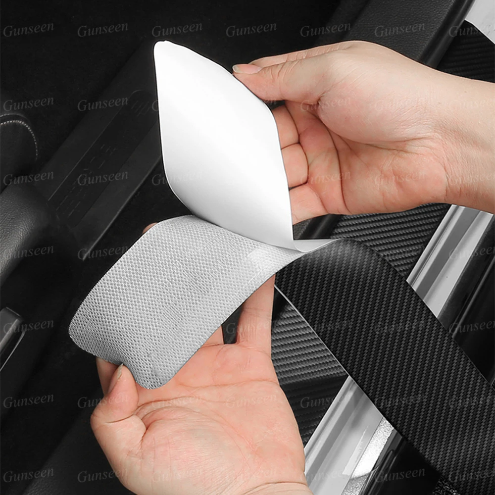 For Mitsubishi Eclipse Cross Car Leather Trim Protector Plate Sticker Auto Accessories Door Sill Pedal Carbon Fibre Texture 2023