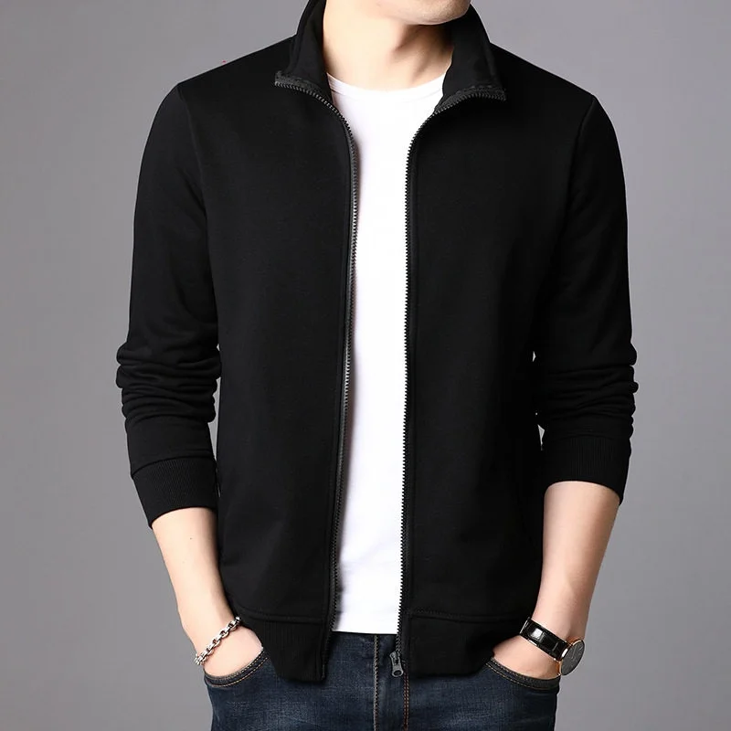 Spring Autumn High-End Zipper Jacket Thin Workwear for Men Stand Collar Durable Lightweight Sweatshirt Style Carrying out Work