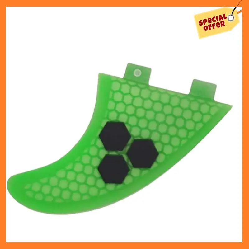 

AD08-Surfboard Thruster Fins ,Fiberglass Honeycomb Hexagons Green,G5 Surf Fin, For Surf Boards, Surfing Longboard