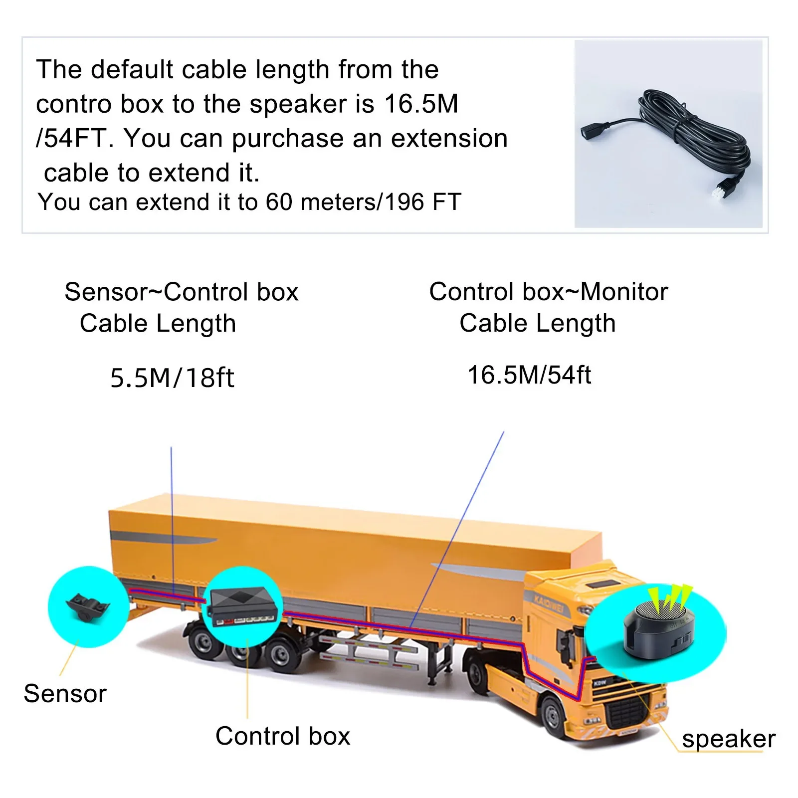 QXNY-Parktronic 4 Parking Sensor Kit, Radar de Backup, Invertendo, DC 24V, para Caminhão, Van, Pickups, Campar, RV, Camião, Trailer, Detector