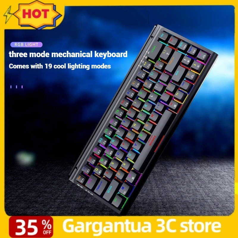 Gk64 Wireless Mechanical Keyboard 68 Key Gaming Keyboard Three Mode Customized Hotswap Switch Pcb Rgb Esports Gamer Accessories